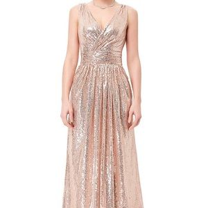 Elegant and fun rose gold bridesmaid or prom dress